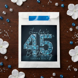 Bolsa De Papel Elegant Teal Blue Diamonds Glamorous 45th Birthday