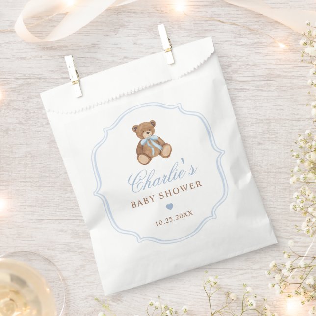 Bolsa De Papel Elegant Teddy Bear Baby Shower Decor (Cortado)