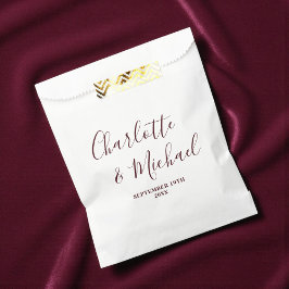 Bolsa De Papel Elegant White & Burgundy Script Minimalist Wedding