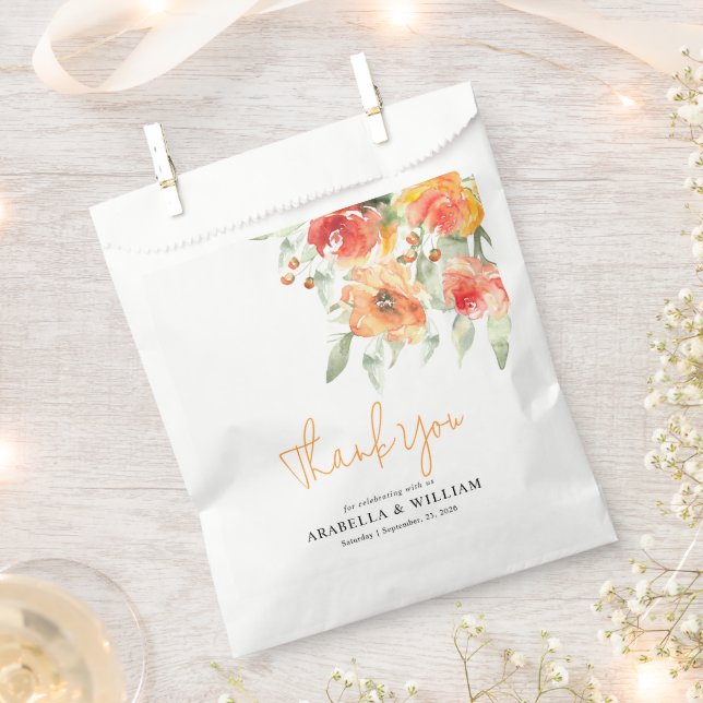Bolsa De Papel Elegante acuarela Apricot Floral (Cortado)