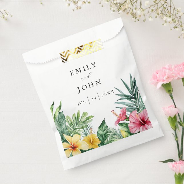 Bolsa De Papel Elegante acuarela Boda tropical floral (Sellado)