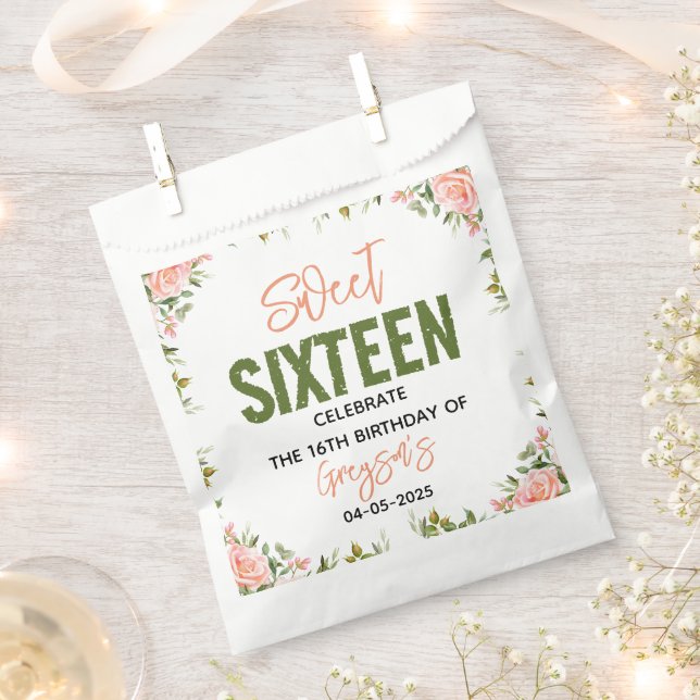 Bolsa De Papel Elegante acuarela dulce floral dieciséis (Cortado)