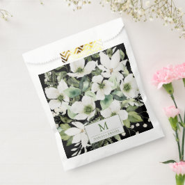 Bolsa De Papel Elegante acuarela floral blanco y negro