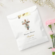 Elegante acuarela Floral Cross Baptism