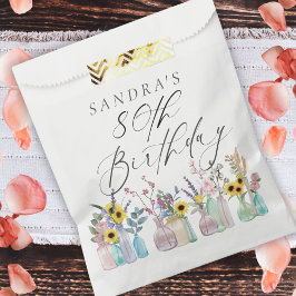 Bolsa De Papel Elegante acuarela Florals 80º cumpleaños