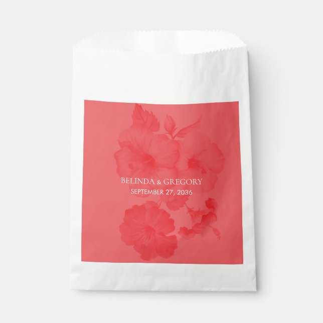 Bolsa De Papel Elegante acuarela Hibiscus Boda (Anverso)