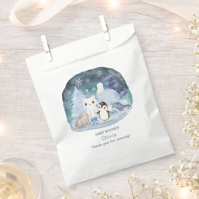 Bolsa De Papel Elegante acuarela Invernal de Animales Árticos de  (Cortado)