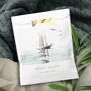 Bolsa De Papel Elegante acuarela Nautical Yacht Boda