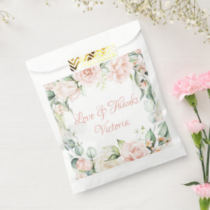 Bolsa De Papel Elegante acuarela rosa floral rosa