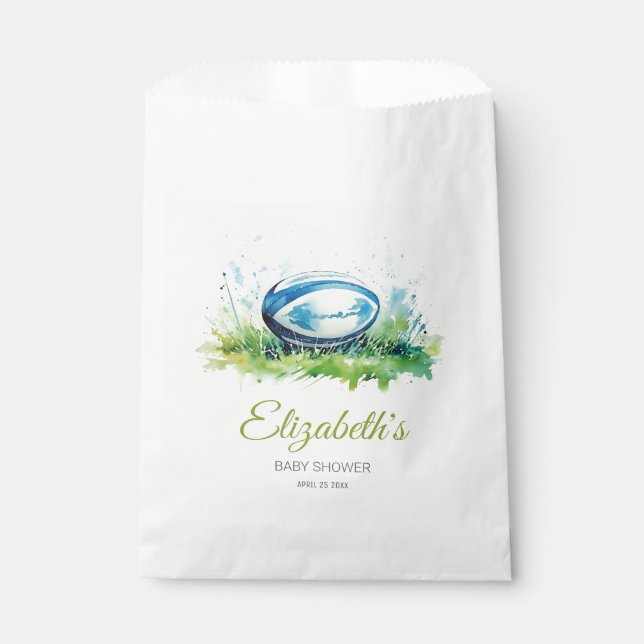 Bolsa De Papel Elegante acuarela Rugby Baby Shower (Anverso)