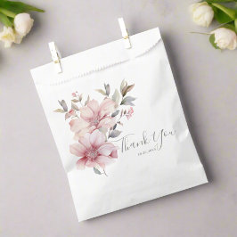 Bolsa De Papel Elegante acuarela suave floral rosa suave gracias