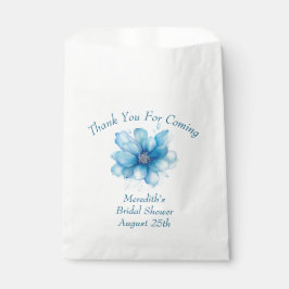 Bolsa De Papel Elegante Agradecimiento de Llamarada Floral Azul p