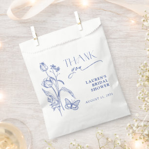 Bolsa De Papel Elegante Algo Azul Gracias Ducha Bridal