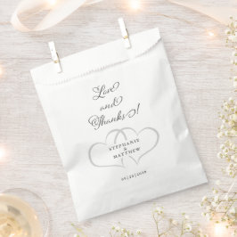 Bolsa De Papel Elegante Amor y Gracias Boda Corazones Moda Gris