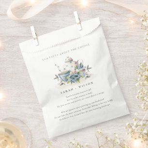 Bolsa De Papel Elegante Aqua Blue Floral Teapot Fact Boda