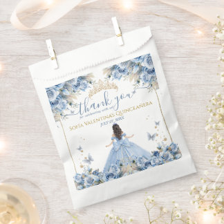 Bolsa De Papel Elegante Arco de Princesa Quinceañera Azul Bebé Do
