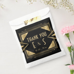 Bolsa De Papel Elegante arte deco negro y boda de oro hershey®