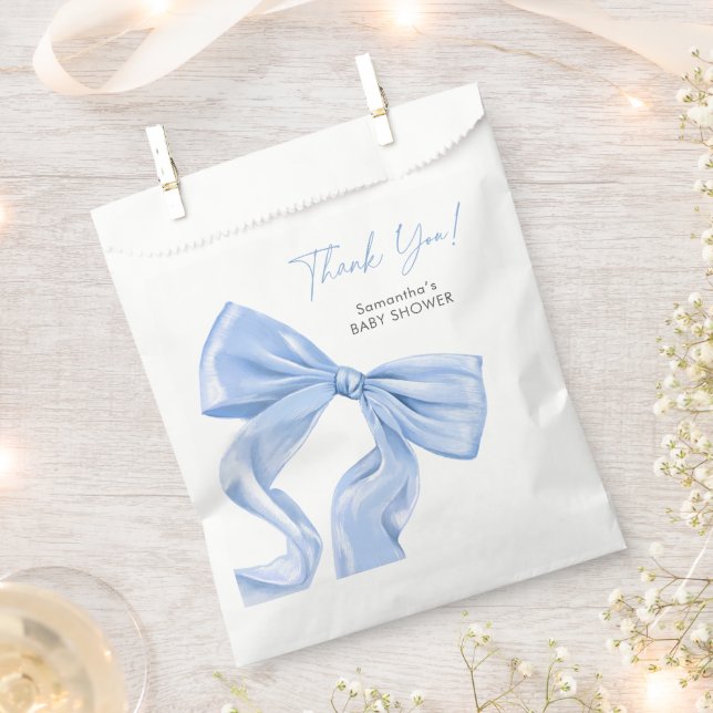 Bolsa De Papel Elegante Baby Shower Blue Bow (Cortado)