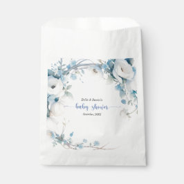 Bolsa De Papel Elegante Baby Shower Dusty Blue Floral