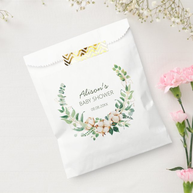 Bolsa De Papel Elegante Baby Shower Floral Eucalyptus Greenery (Sellado)