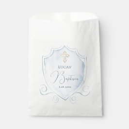 Bolsa De Papel Elegante Baptismo Escudo de color azul claro