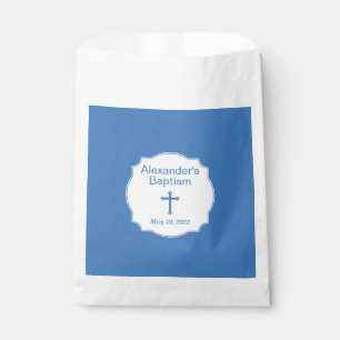 Bolsa De Papel Elegante bautismo de cruz blanca y azul