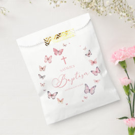Bolsa De Papel Elegante bautismo de mariposa rosa suave