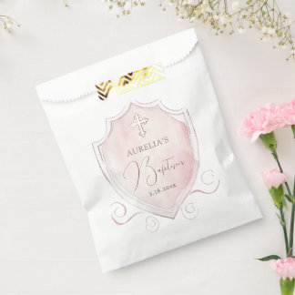 Bolsa De Papel Elegante bautismo Escudo de acuarela rosa