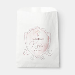 Bolsa De Papel Elegante bautismo Escudo de acuarela rosa