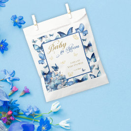 Bolsa De Papel Elegante bebé mariposa azul y oro en flor