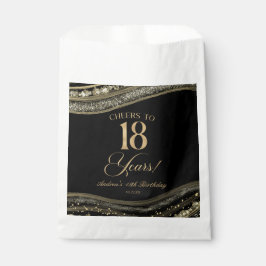 Bolsa De Papel Elegante Black Gold Agate 18th Birthday Party