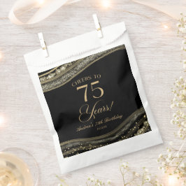 Bolsa De Papel Elegante Black Gold Agate 75th Birthday Party