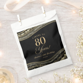 Bolsa De Papel Elegante Black Gold Agate 80th Birthday Party