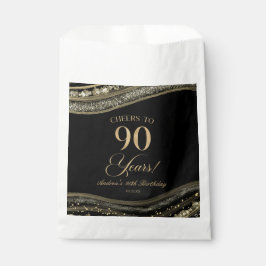 Bolsa De Papel Elegante Black Gold Agate 90th Birthday Party