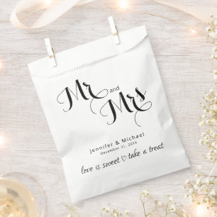 Bolsa De Papel Elegante blanco negro Sr. y la Sra. Amor es dulce