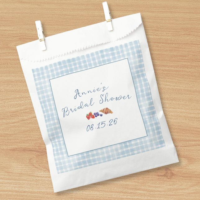 Bolsa De Papel Elegante Blue Gingham Summer Brunch Bridal Shower (Subido por el creador)