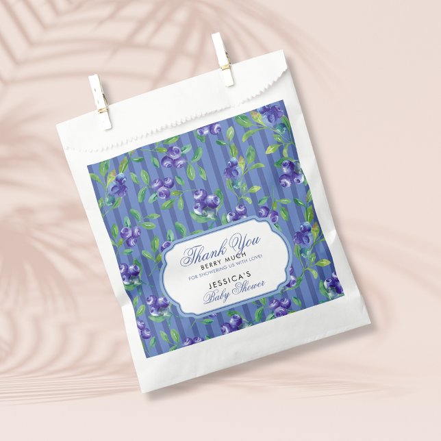 Bolsa De Papel Elegante Blueberries Berry Sweet Baby Shower (Subido por el creador)