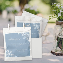 Bolsa De Papel Elegante Boda azul turbio y blanco Gracias