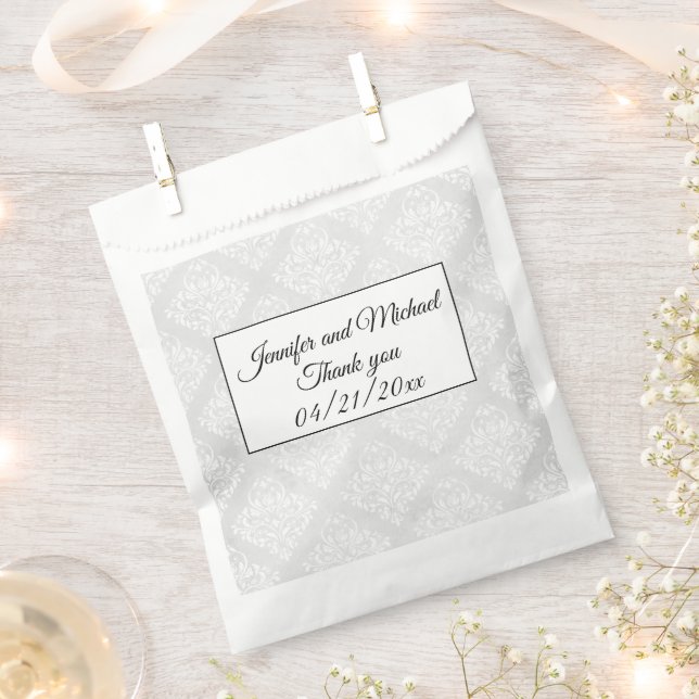 Bolsa De Papel Elegante Boda blanco Damask Gracias (Cortado)