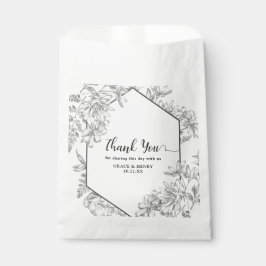 Bolsa De Papel Elegante Boda Botánico Blanco Negro