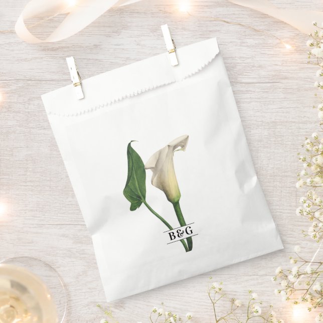 Bolsa De Papel Elegante Boda botánico de Calla Blanca Lily Green (Cortado)