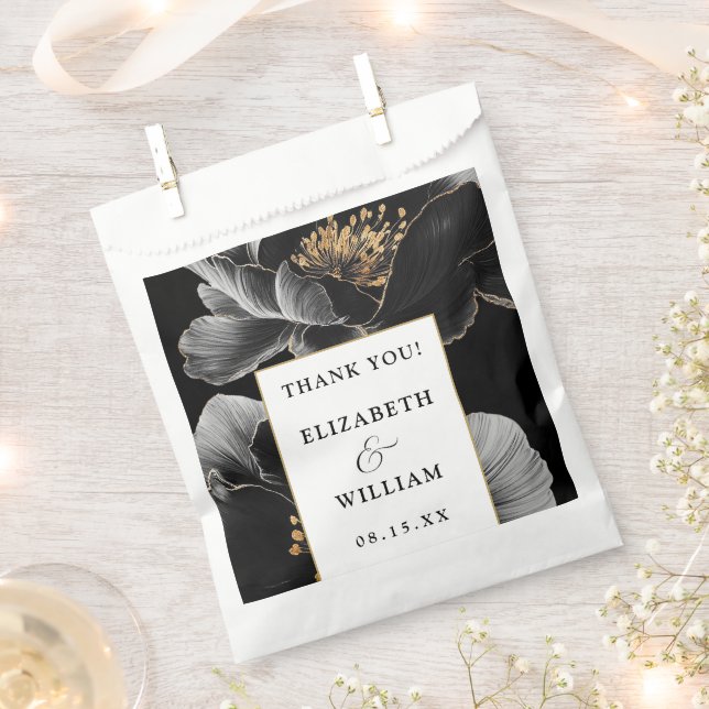 Bolsa De Papel Elegante Boda Botánico Floral Moderno Gracias (Cortado)