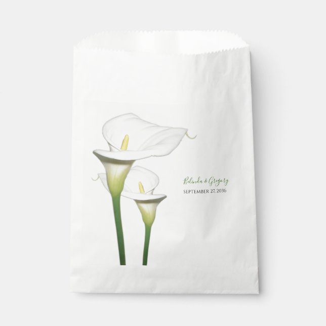 Bolsa De Papel Elegante Boda Calla Lilies Blanco (Anverso)