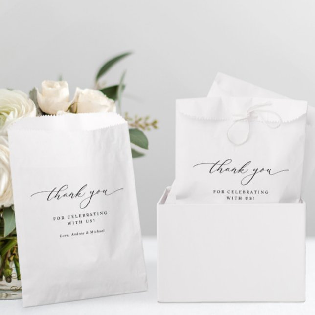 Bolsa De Papel Elegante Boda Chic de Negro y Blanco (Elegant Wedding Favors - Thank You Favor Bags - Modern Wedding Favors)