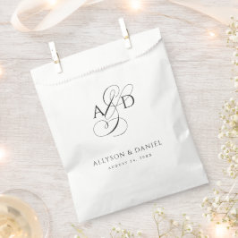 Bolsa De Papel Elegante Boda clásico monograma de guión inicial