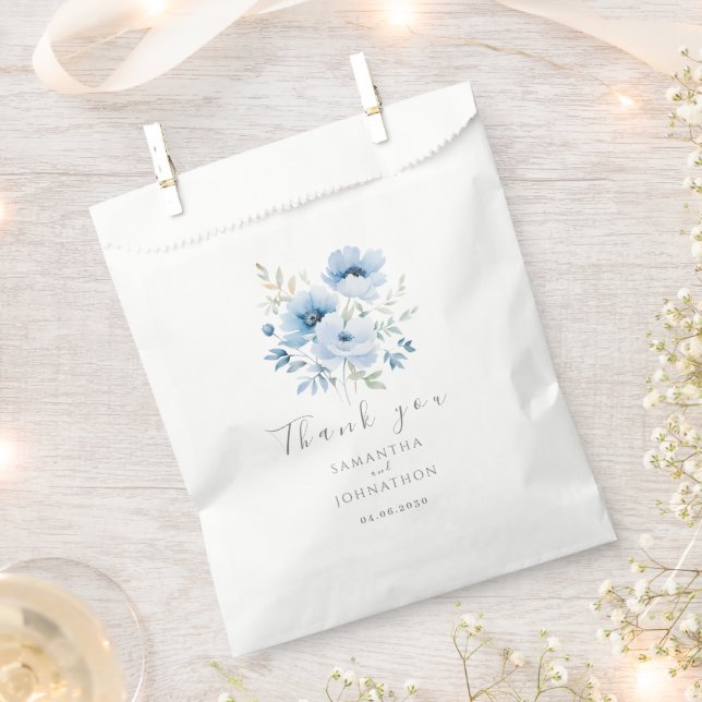 Bolsa De Papel Elegante Boda de acuarela floral azul (Cortado)