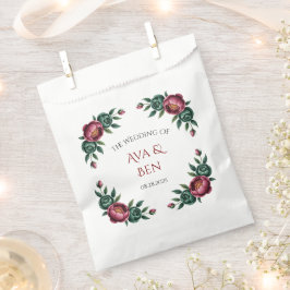 Bolsa De Papel Elegante Boda de Borgoña y Peonía Esmeralda