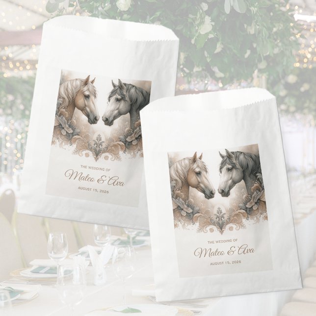 Bolsa De Papel Elegante Boda de Caballos (Elegant Horses Wedding Favor Bags)