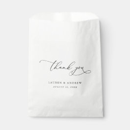 Bolsa De Papel Elegante Boda de caligrafía blanca y negra