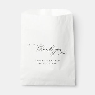 Bolsa De Papel Elegante Boda de caligrafía blanca y negra